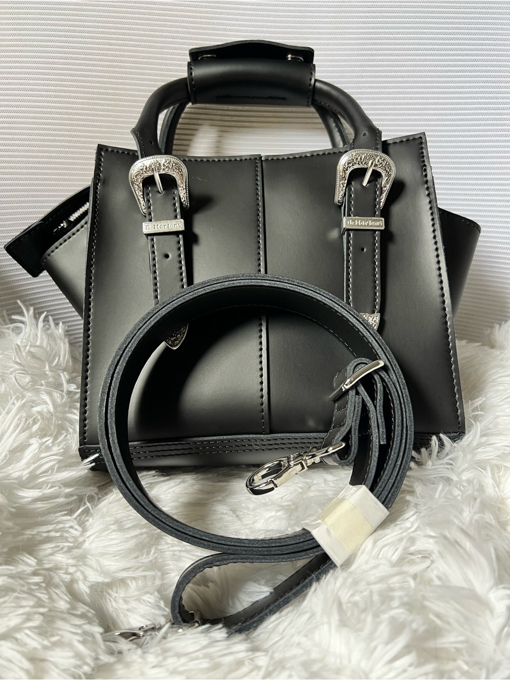 Dr. Martens Black Leather Buckle Mini Tote - Picture 8 of 9